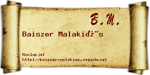 Baiszer Malakiás névjegykártya